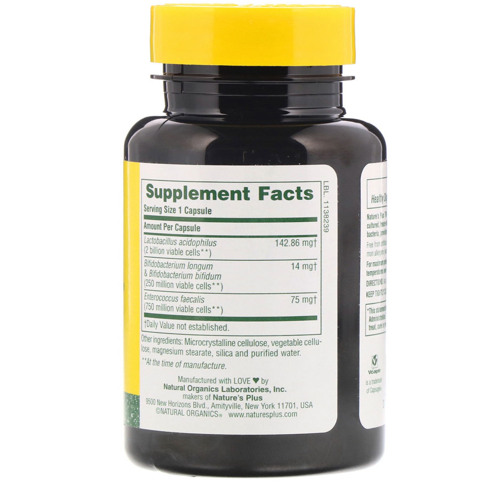 Comprar Nature's Plus, Tri-Dophilus, Probiotic Supplement, Triple Strength, 3 Billion, 60 Vegetarian Capsules - Imagem 2