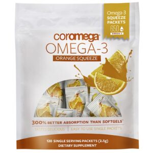 Comprar Coromega, Ômega 3, Squeeze de Laranja, 120 Pacotes, 2,5 g Cada
