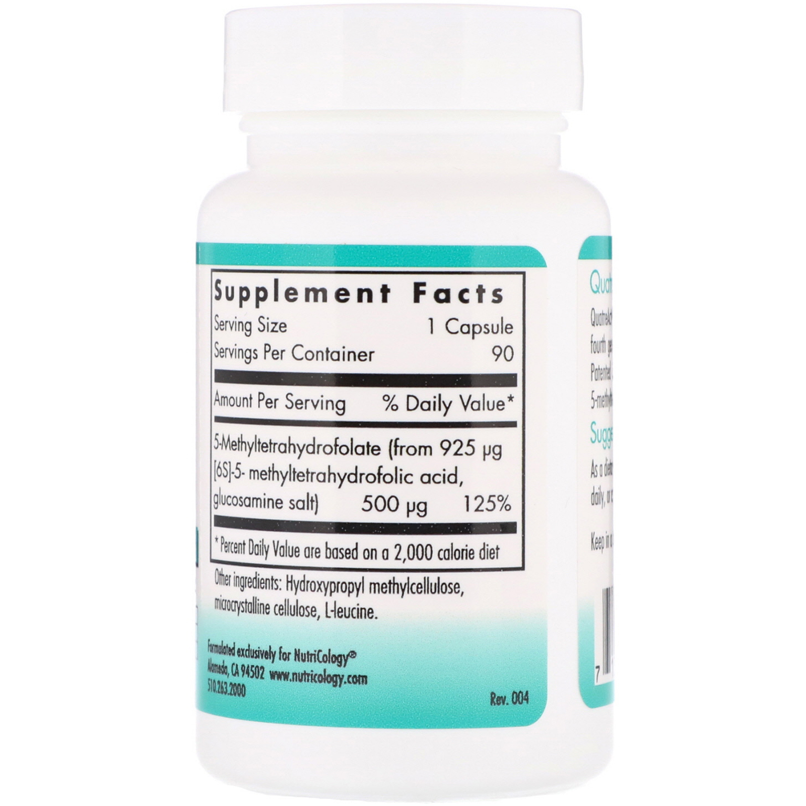 Comprar Nutricology, QuatreActiv Folato, 90 Cápsulas Vegetarians - Imagem 2