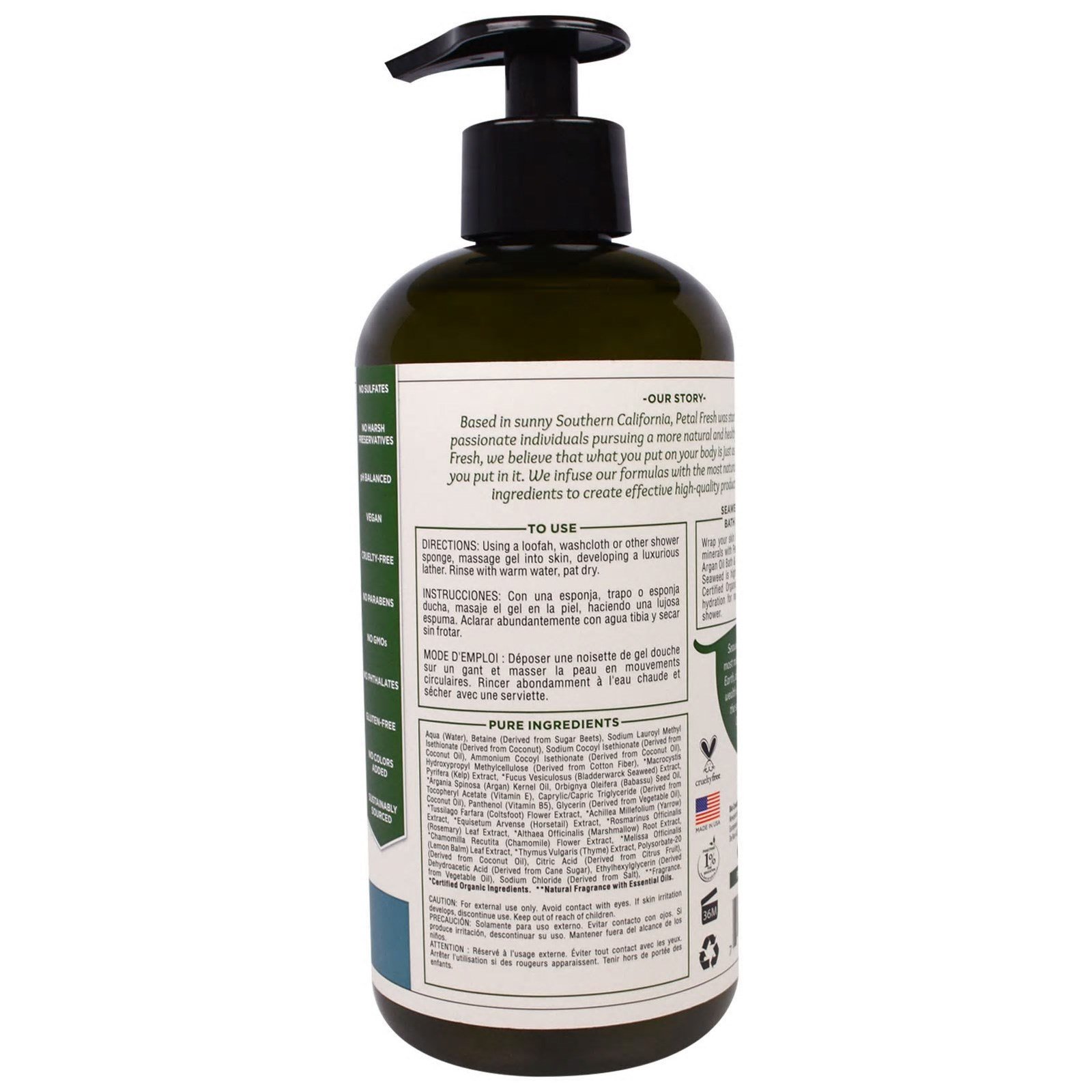 Comprar Petal Fresh, Pure, Banho Mineral Nutritivo & Gel de Banho, Algas e Óleo de Argania, 475 ml - Imagem 2