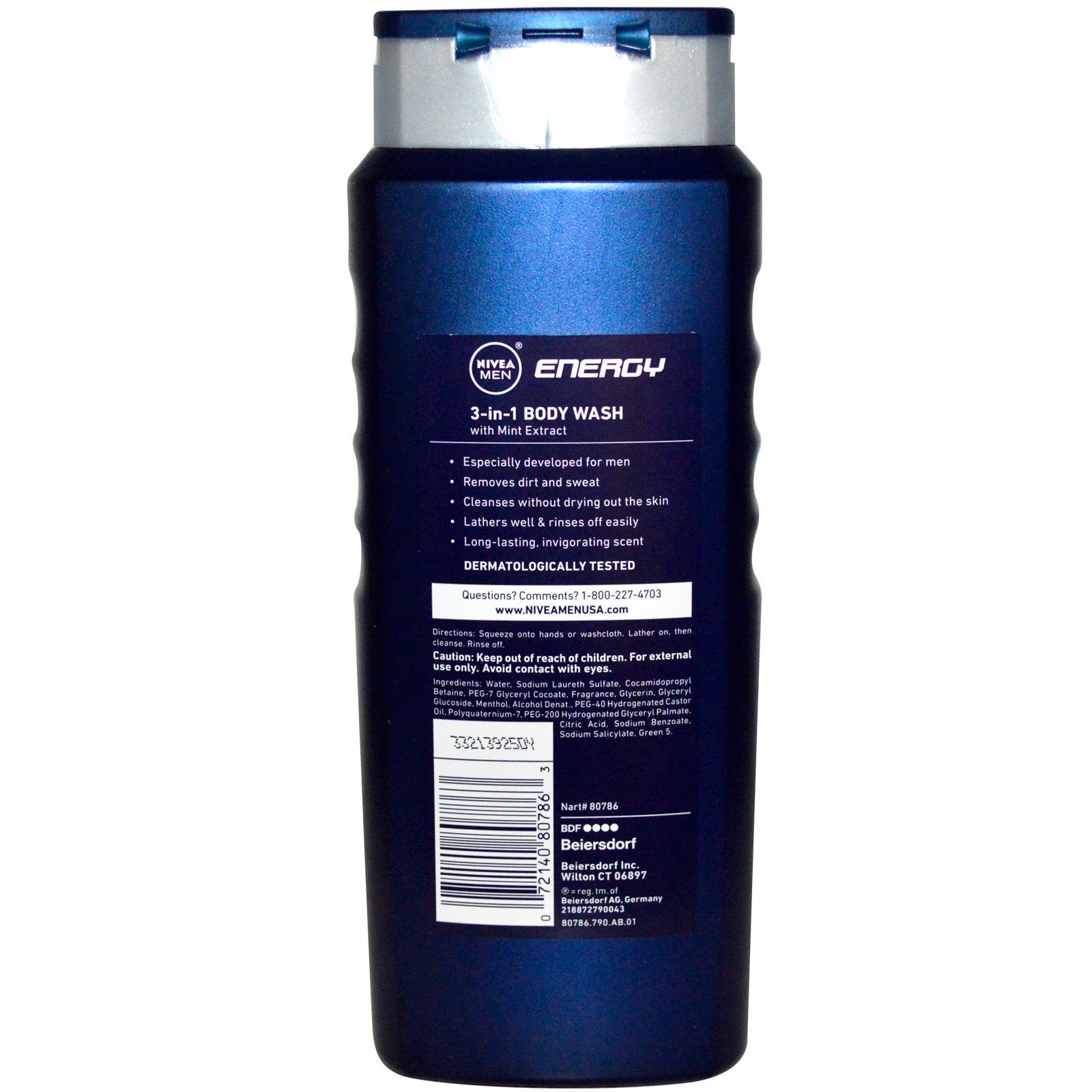 Comprar Nivea, 3 em 1 Sabonete Líquido Corporal, para Homens, Energia, 16.9 fl oz (500 ml) - Imagem 2