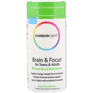 Comprar Rainbow Light, Cérebro e foco para adolescentes e adultos, Multivitamínico à base de alimentos, 90 Mini comprimidos