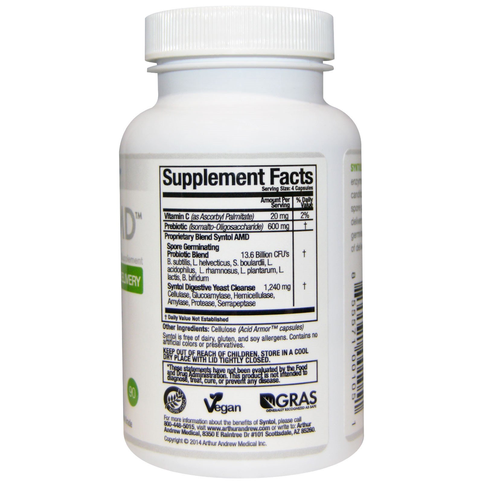 Comprar Arthur Andrew Medical, Syntol AMD, Advanced Microflora Delivery, 500 mg, 90 Cápsulas - Imagem 2
