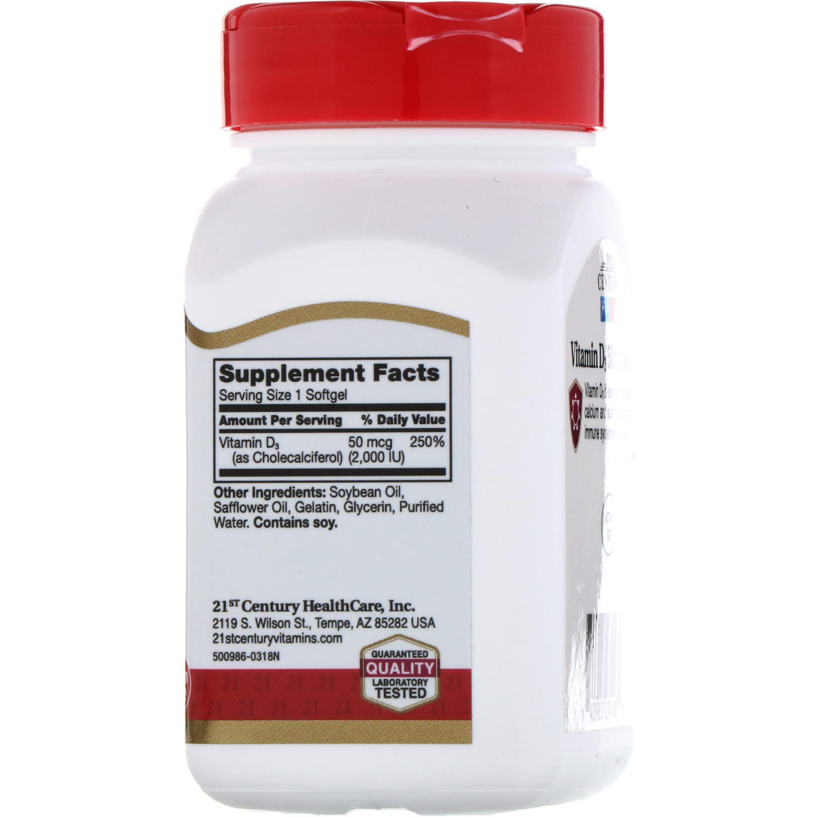Comprar 21st Century, Vitamin D3, 50 mcg (2,000 IU), 250 Liquid Softgels - Imagem 2