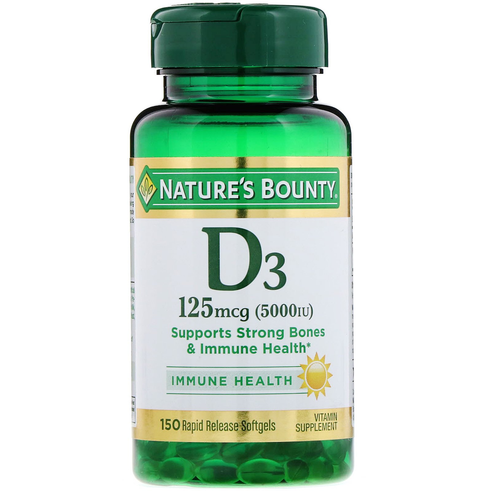 Comprar Nature's Bounty, D3, Maximum Strength, 5000 IU, 150 Softgels