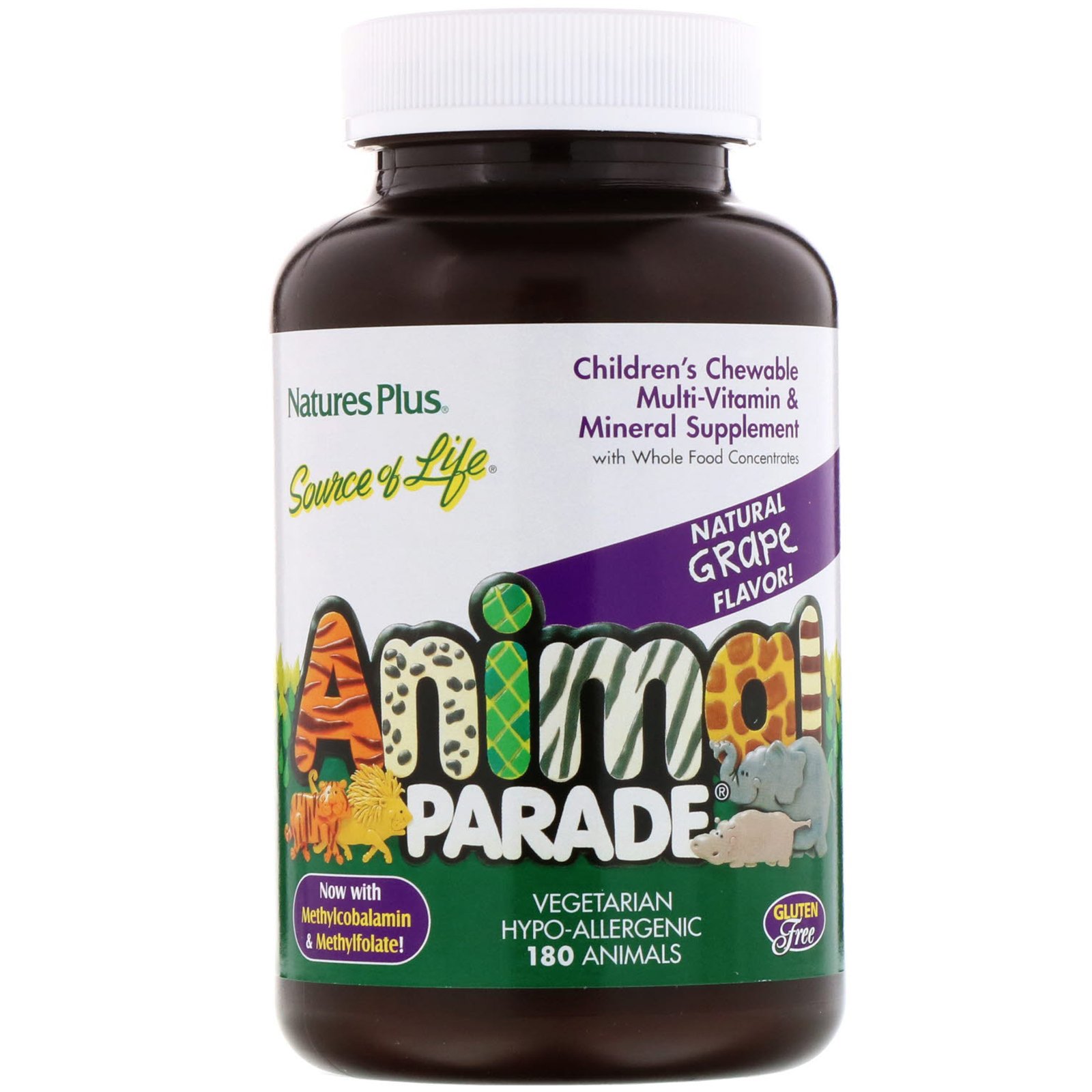 Comprar Nature's Plus, Suplemento multivitamínico e mineral mastigável para crianças, Sabor natural de uva, 180 bichinhos - Imagem 3
