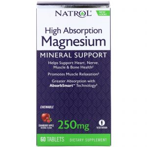Comprar Natrol, High Absorption Magnesium, Cranberry Apple Natural Flavor, 250 mg, 60 Tablets