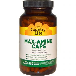 Comprar Country Life, Max-Amino Cápsulas, Com Vitamina B-6, 180 Cápsulas Vegetais