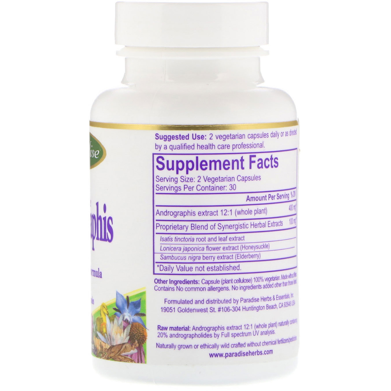 Comprar Paradise Herbs, Ultimate Andrographis, 60 Vegetarian Capsules - Imagem 2