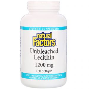 Comprar Natural Factors, Lecitina não branqueada, 1200 mg, 180 cápsulas softgel