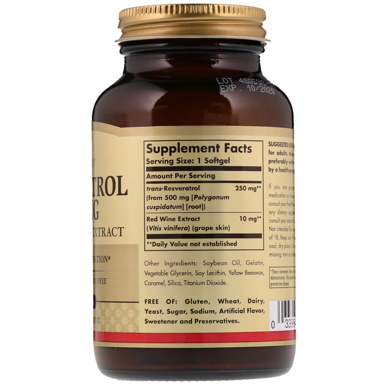 Comprar Solgar, Resveratrol, 250 mg, 60 Cápsulas Gelatinosas - Imagem 2