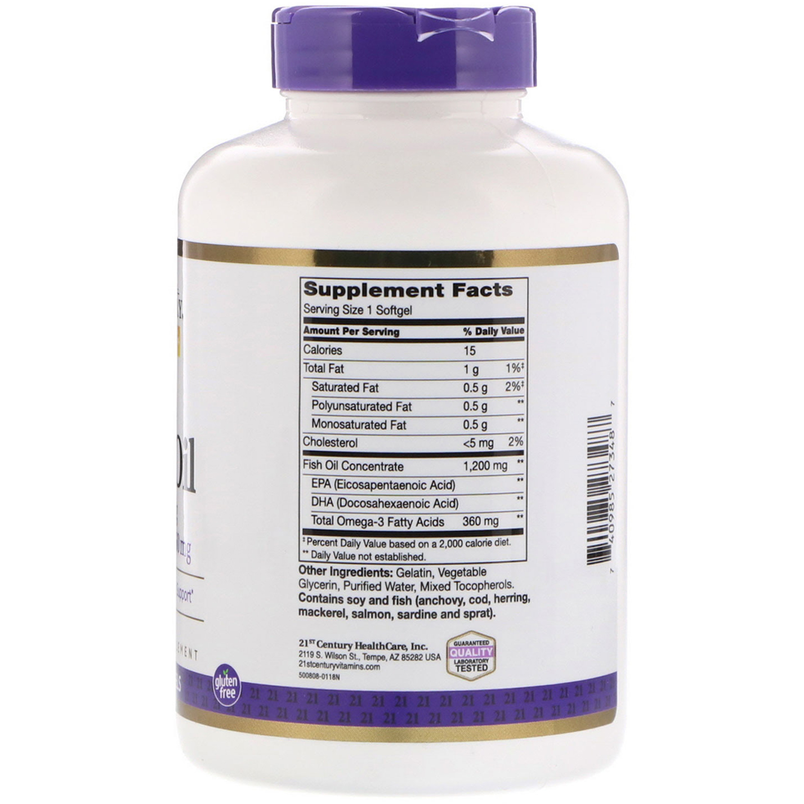 Comprar 21st Century, Fish Oil, 1,200 mg, 140 Softgels - Imagem 2
