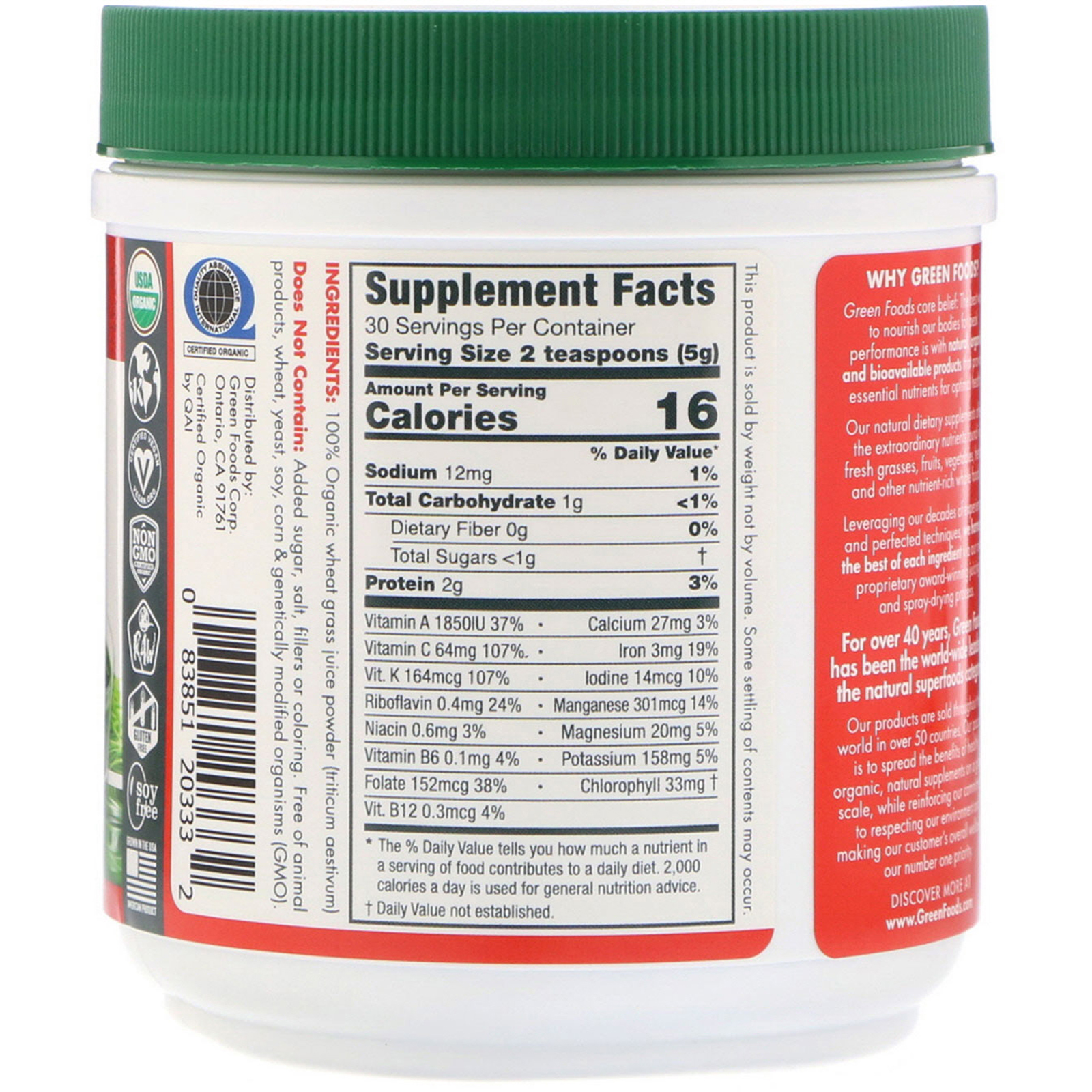 Comprar Green Foods , Orgânico & Doses de Trigo Cru, 5,3 oz (150 g) - Imagem 2
