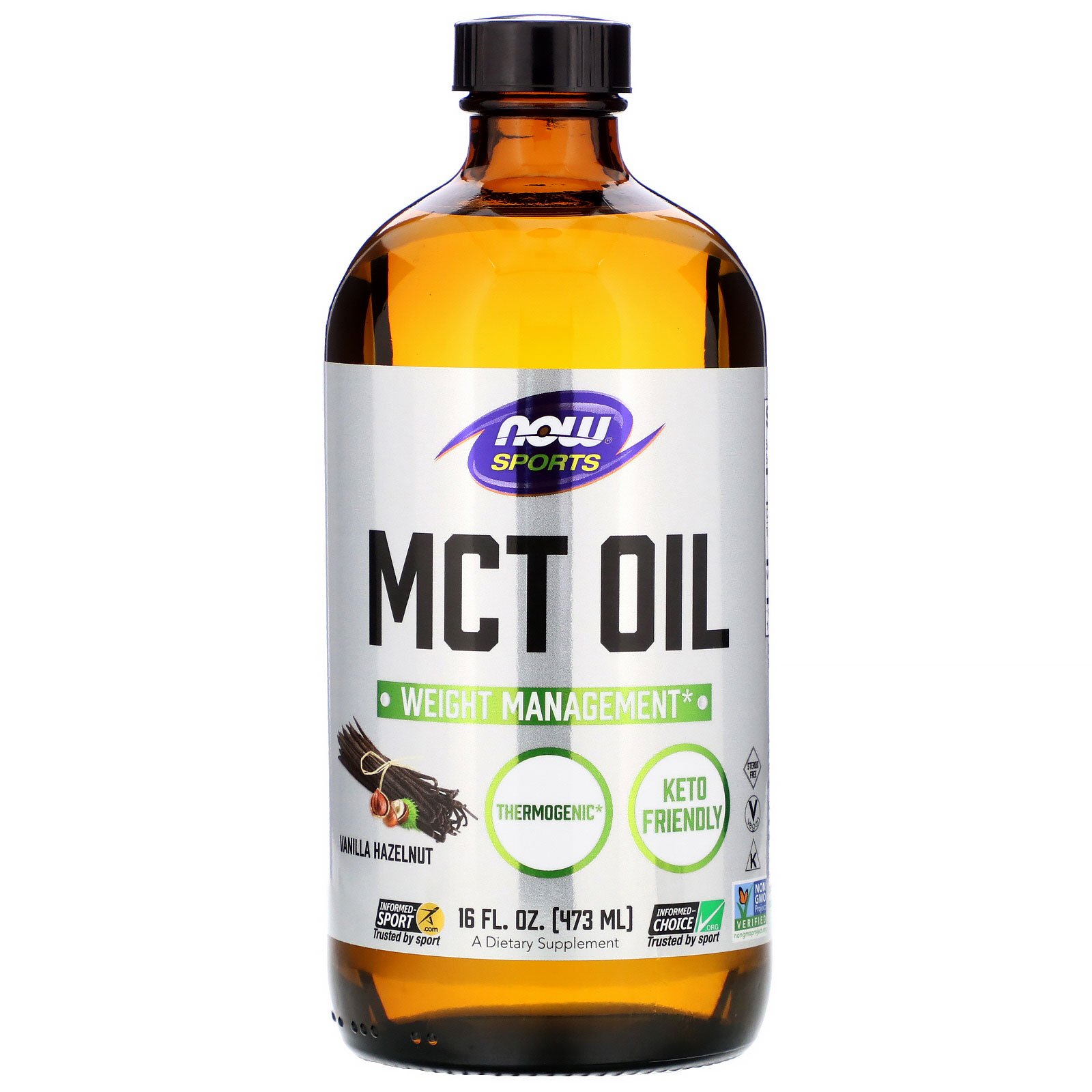 Comprar Now Foods, Sports, MCT Oil, Vanilla Hazelnut, 16 fl oz (473 ml)