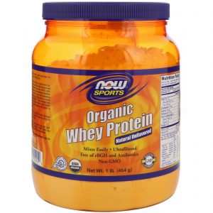 Comprar Now Foods, Esportes, Proteína Whey Orgânica, Naturalmente Sem Sabor, 1 lbs (454 g)