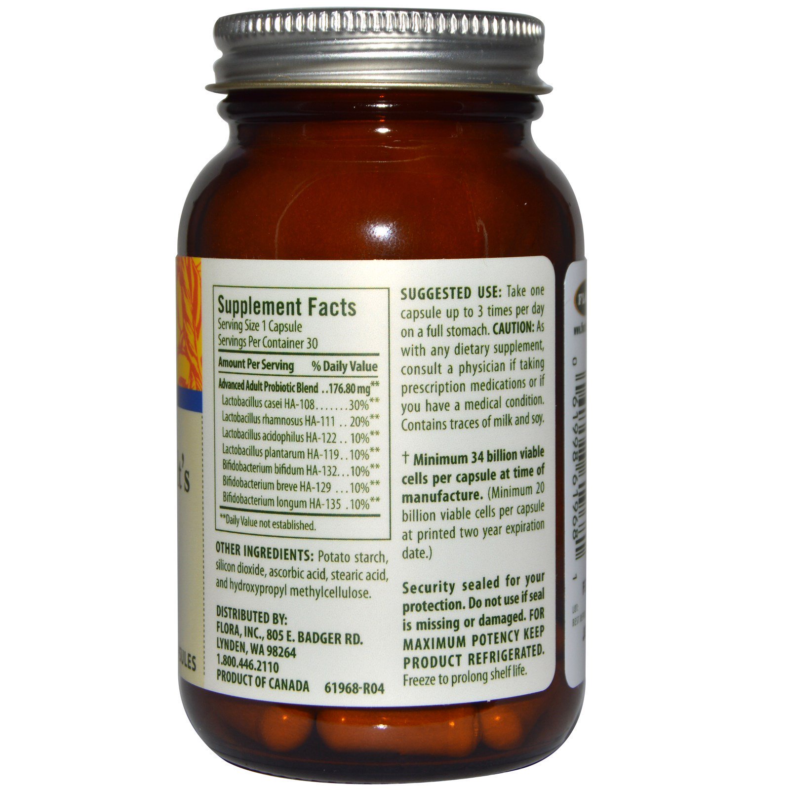 Comprar Flora, Udo's Choice, Advanced Adult's Probiotic, 34 Billion Cells, 30 Capsules - Imagem 2