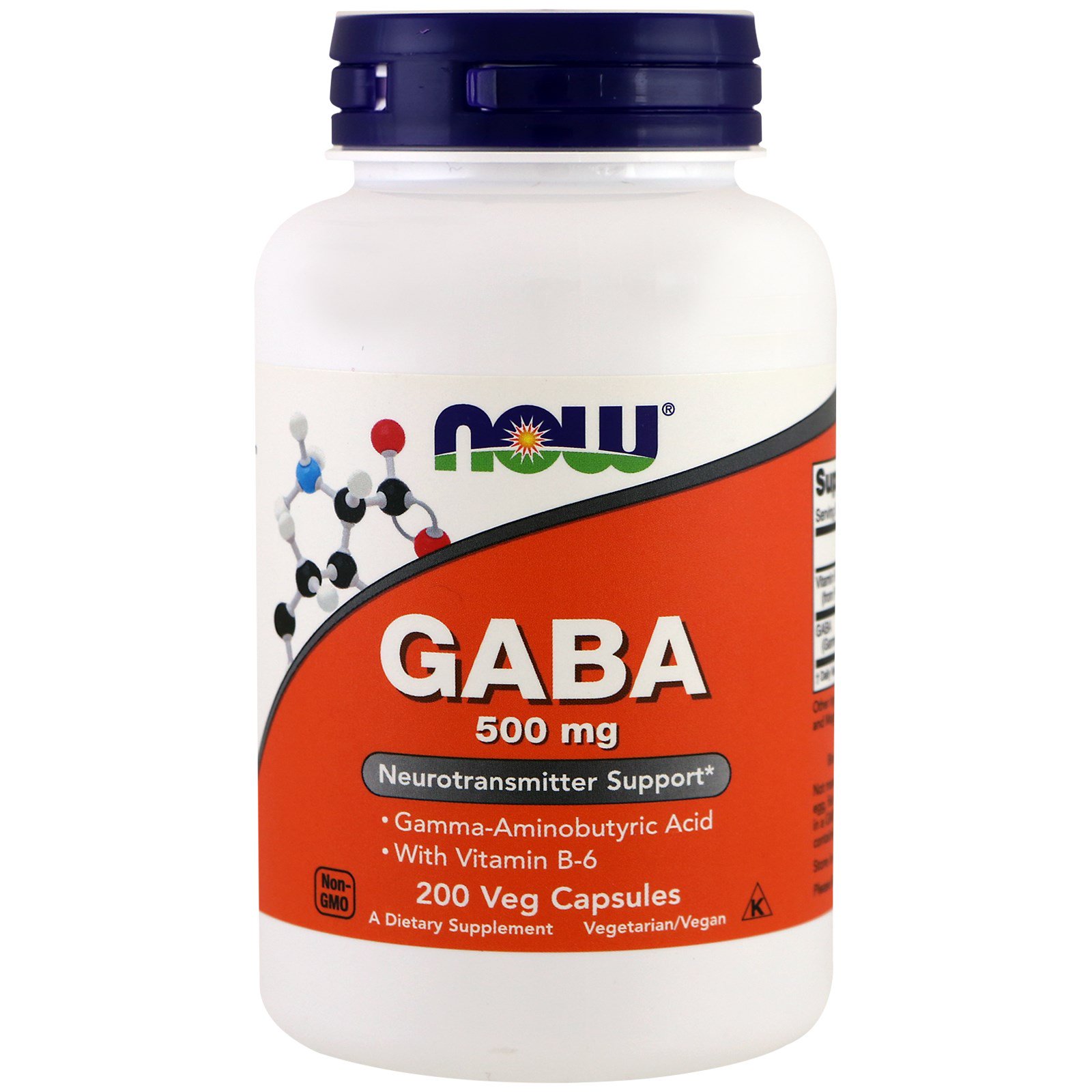 Comprar Now Foods, GABA, 500 mg, 200 Cápsulas Vegetais