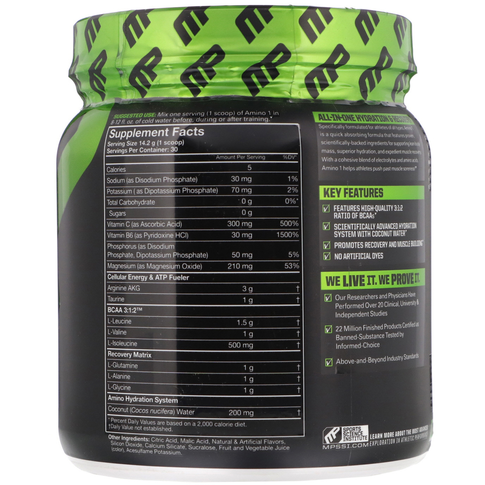 Comprar MusclePharm, Amino1, Hydrate + Recover, Fruit Punch, 15 oz (426 g) - Imagem 2