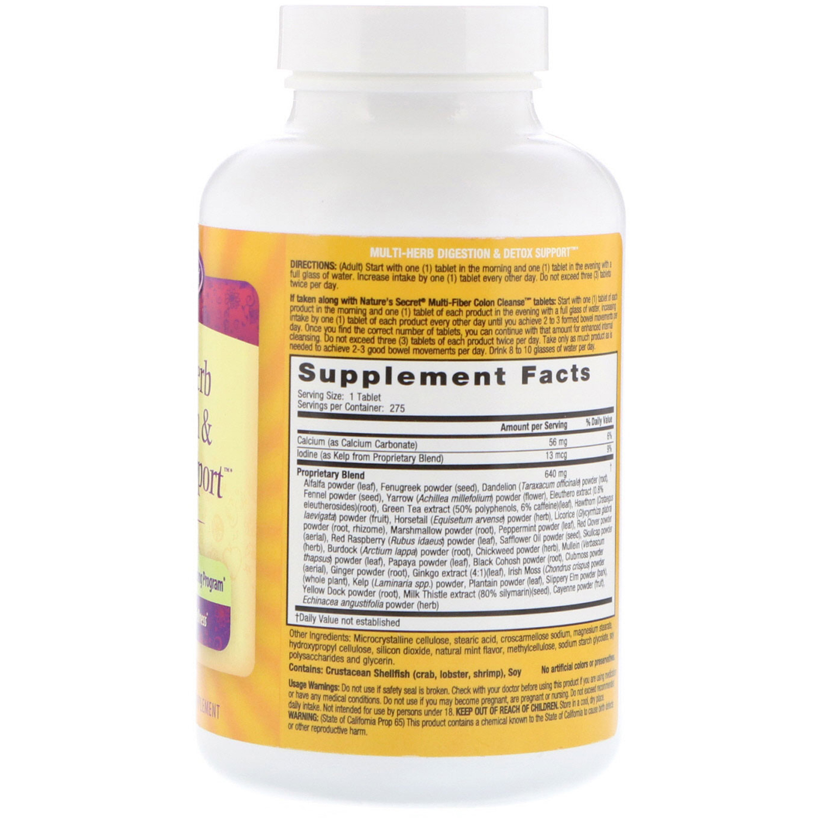 Comprar Nature's Secret, Auxílio Herbal para Digestão e Desintoxicação, 275 Comprimidos Vegetarianos - Imagem 2