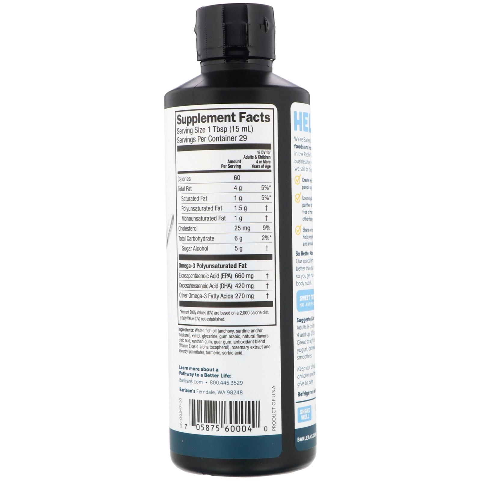 Comprar Barlean's, Omega-3, Fish Oil, Lemon Creme, 16 oz (454 g) - Imagem 2