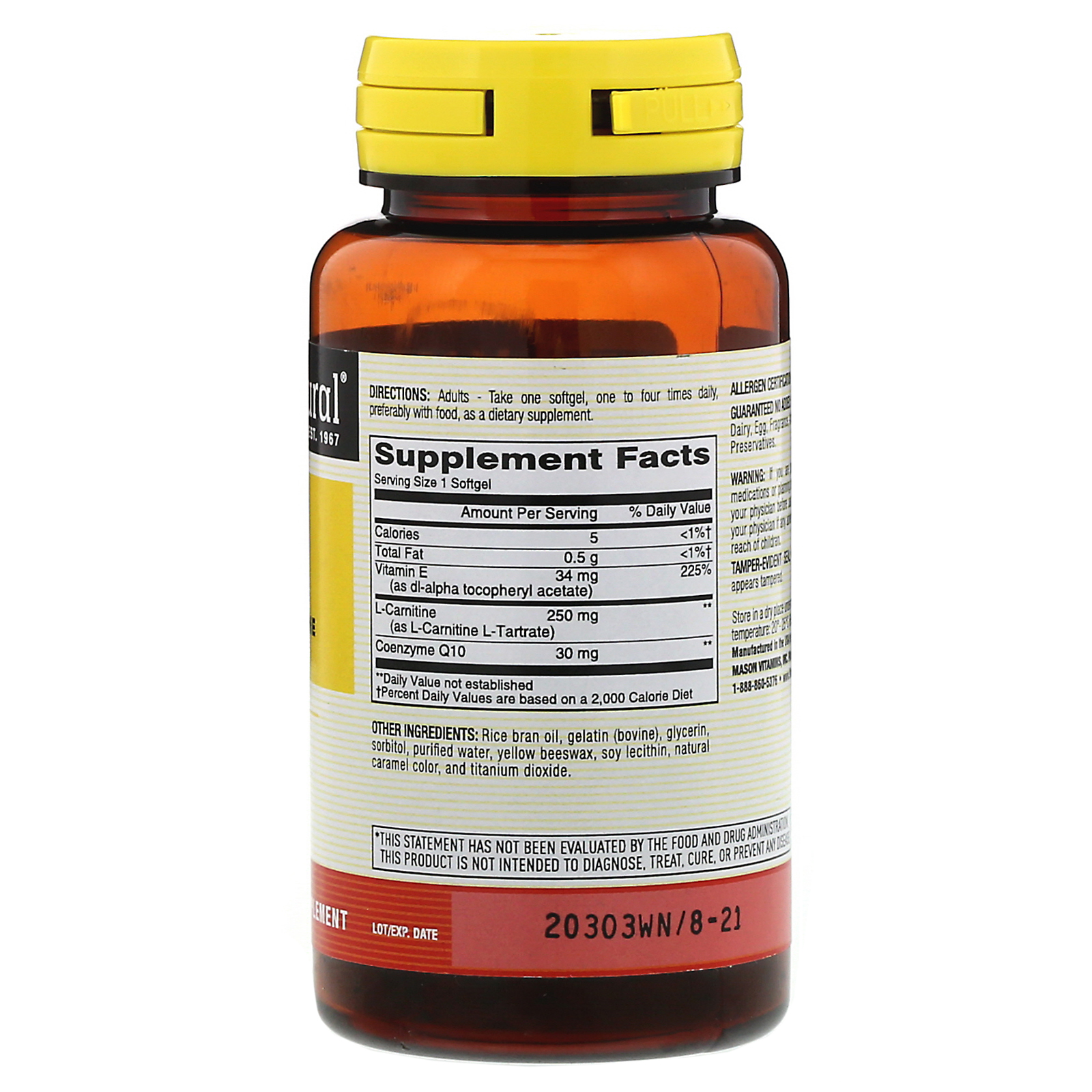 Comprar Mason Natural, CoQ10 com L-Carnitina, 60 Cápsulas Gelatinosas - Imagem 2