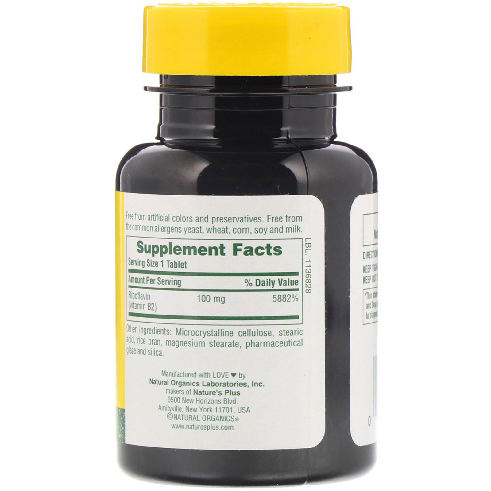 Comprar Nature's Plus, Vitamina B-2, 100 mg, 90 comprimidos - Imagem 2