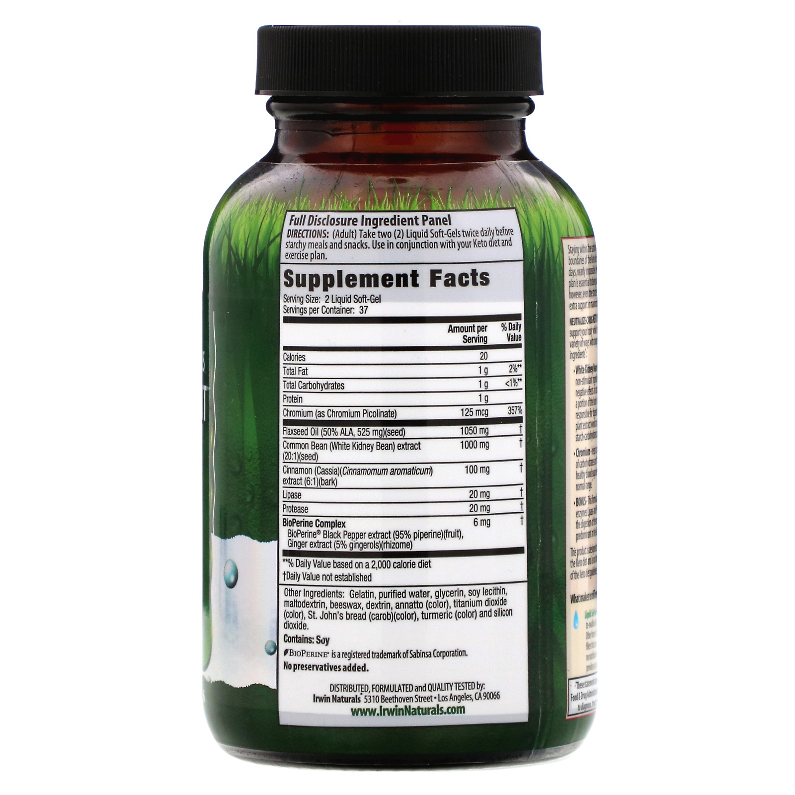 Comprar Irwin Naturals, Neutralize-Carbs Keto Support, 75 Liquid Soft-Gels - Imagem 2