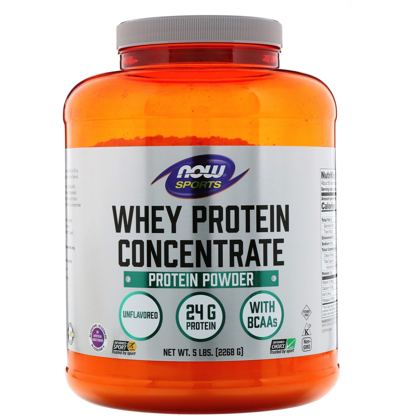 Comprar Now Foods, Sports, Whey Protein Concentrado, Sem Sabor, 2268 g (5 lb)