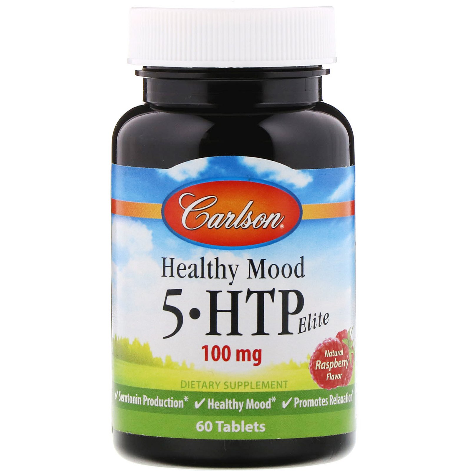 Comprar Carlson Labs, Healthy Mood, 5-HTP Elite, Natural Raspberry Flavor, 100 mg, 60 Tablets