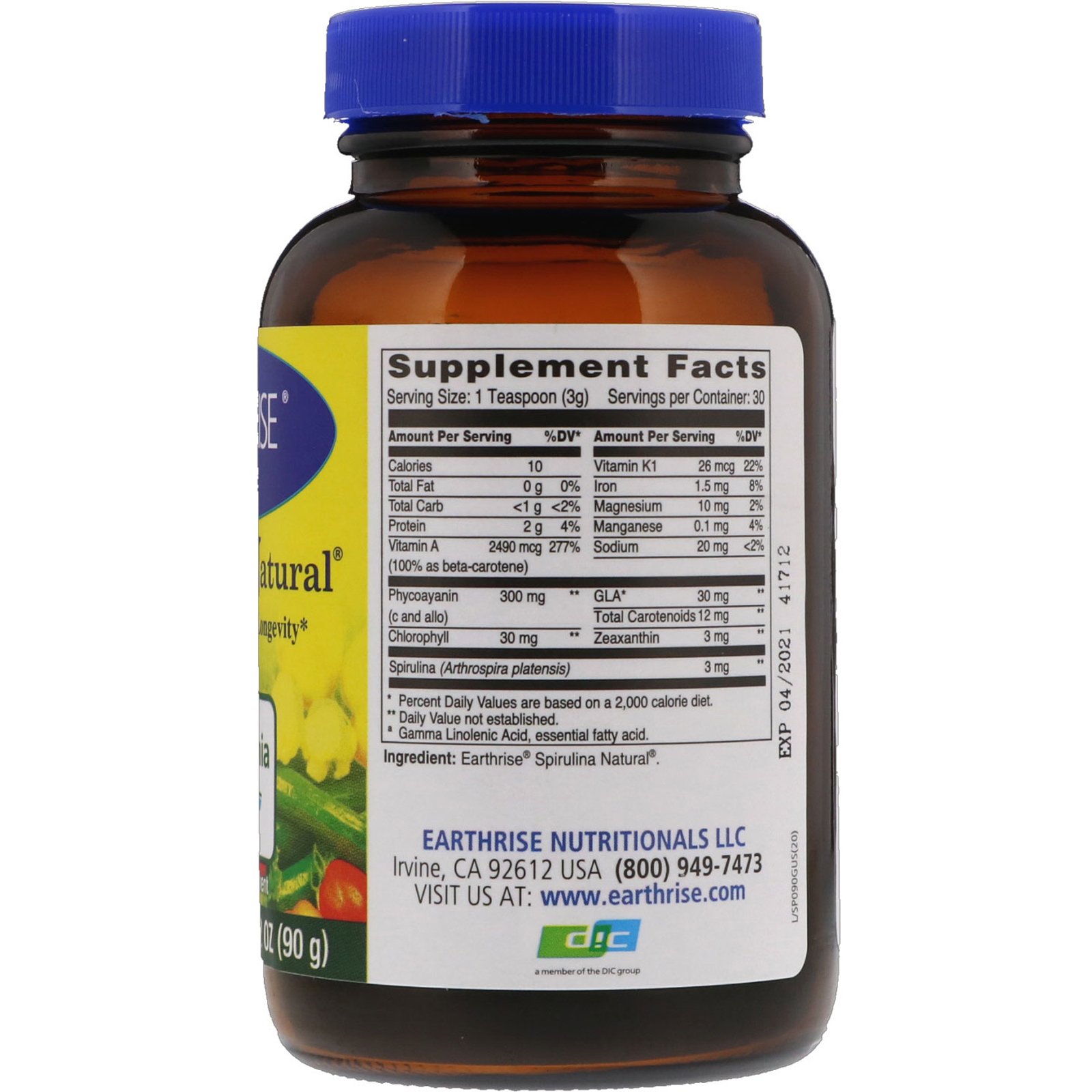 Comprar Earthrise, Pó Natural de Spirulina, 3,2 oz (90 g) - Imagem 2