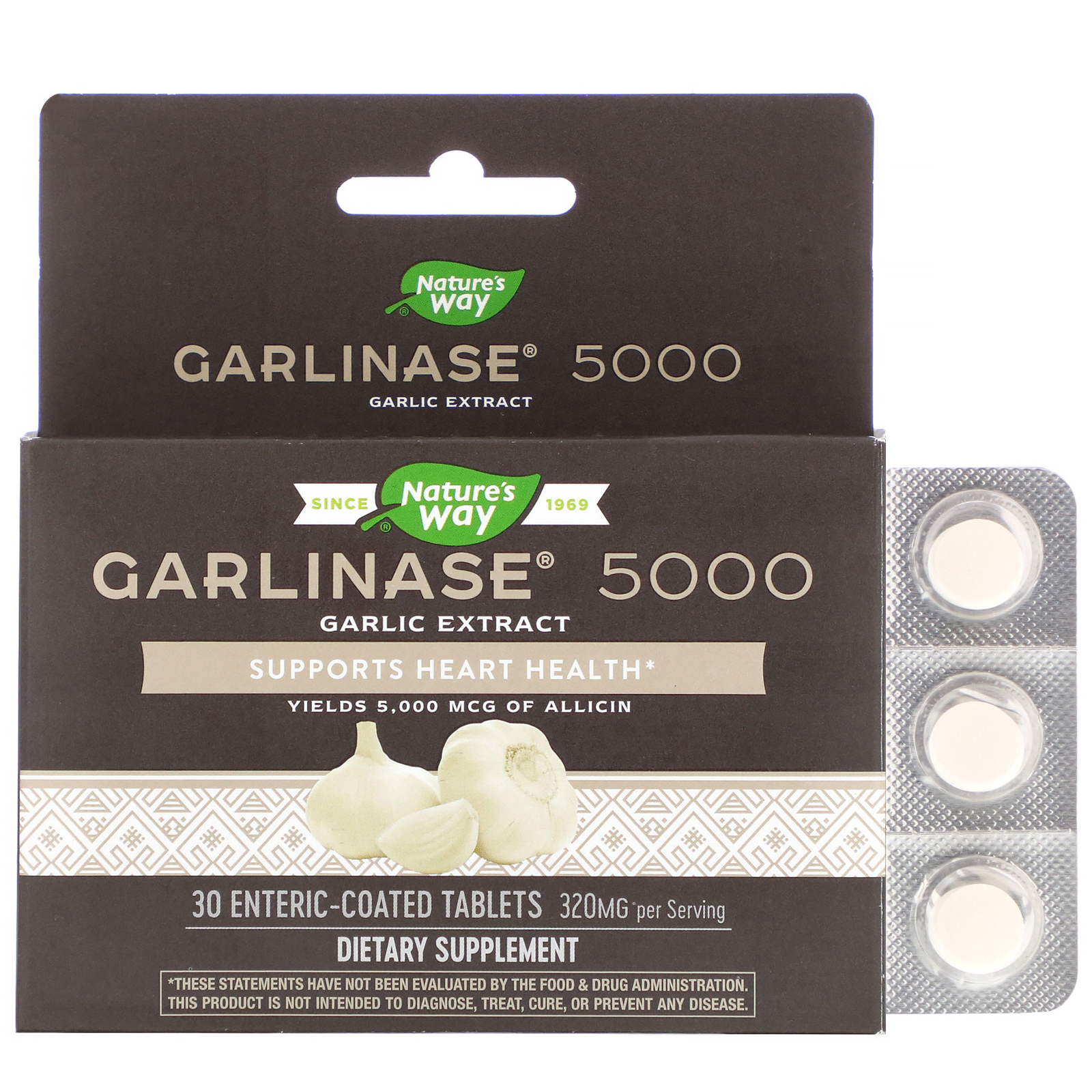 Comprar Nature's Way, Garlinase 5.000, 320 mg, 30 Comprimidos de revestimento entérico