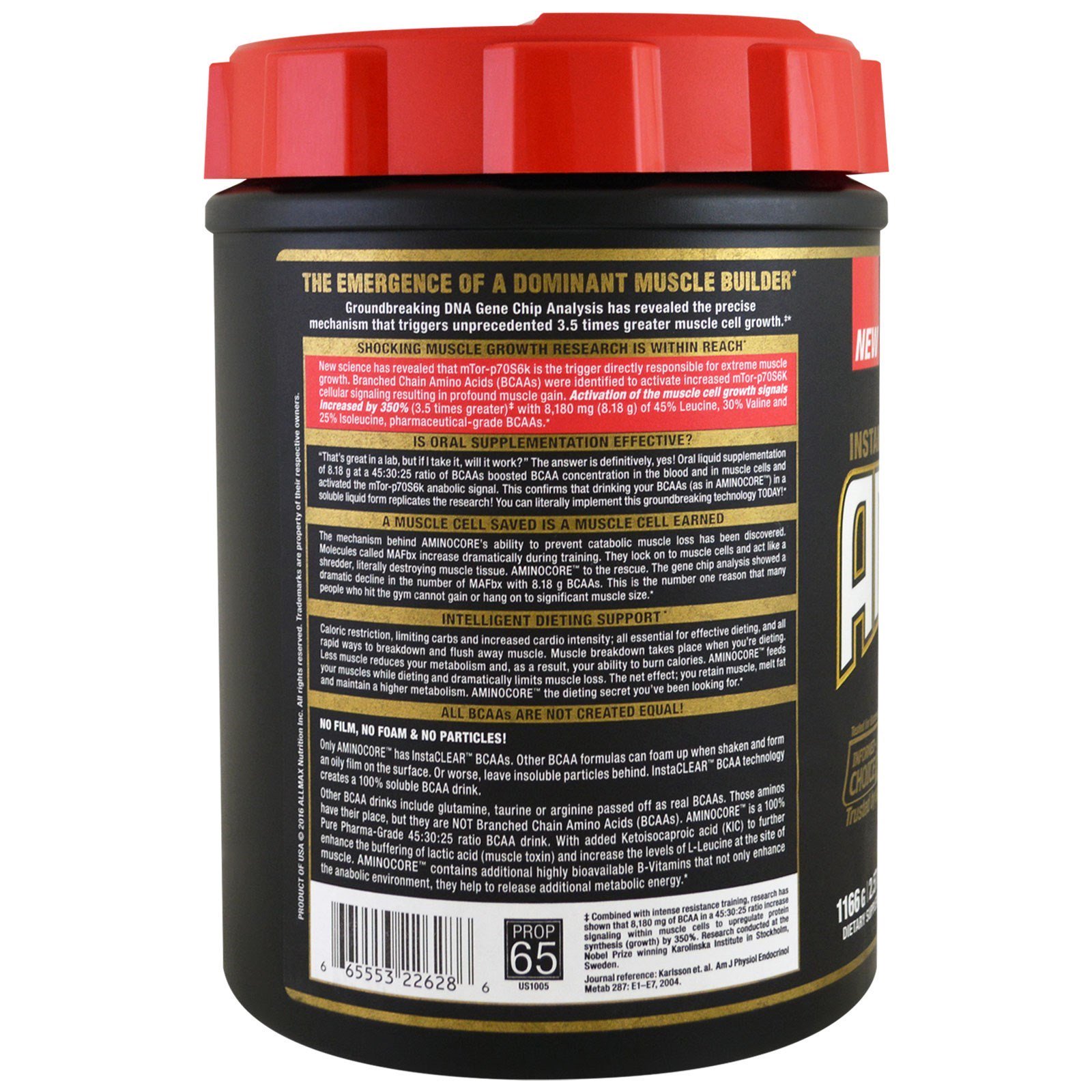 Comprar ALLMAX Nutrition, AMINOCORE, Instantized BCAAs Intra-Workout Muscle Support, White Grape, 2.57 lbs (1166 g) - Imagem 3