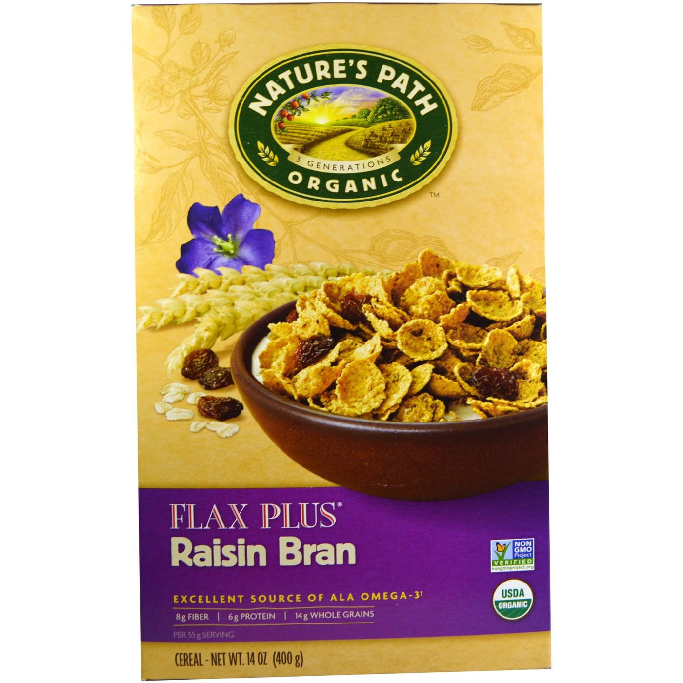 Comprar Natures Path Linho Bonés Raisin Bran Flakes 14 onças