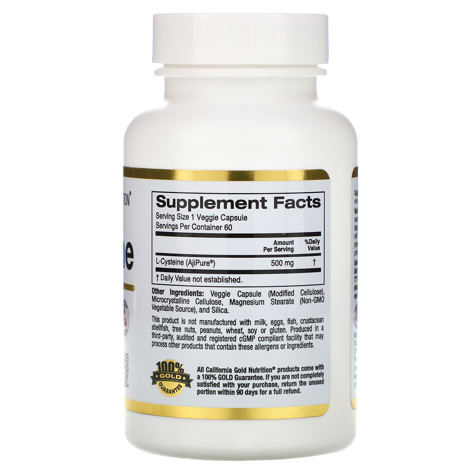 Comprar California Gold Nutrition, L-Cisteína, AjiPure, 500 mg, 60 Cápsulas Vegetais - Imagem 2