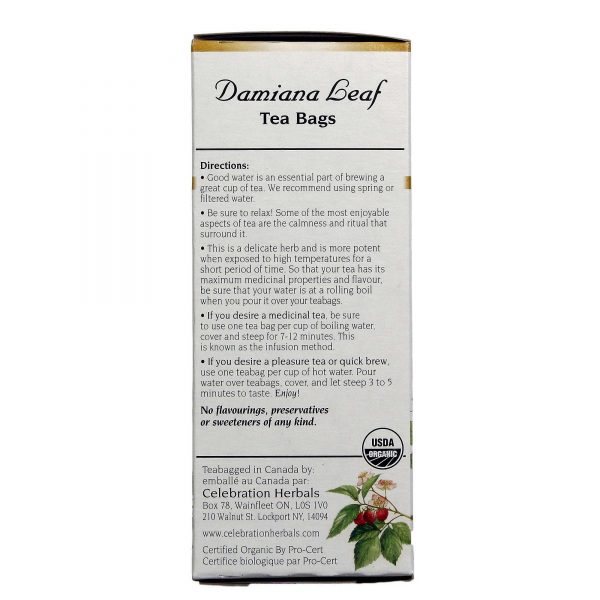 Comprar Celebration Herbals Herbal Tea, Chá de Folha de Damiana Orgânica - 24 Saquinhos de Chá - Imagem 4