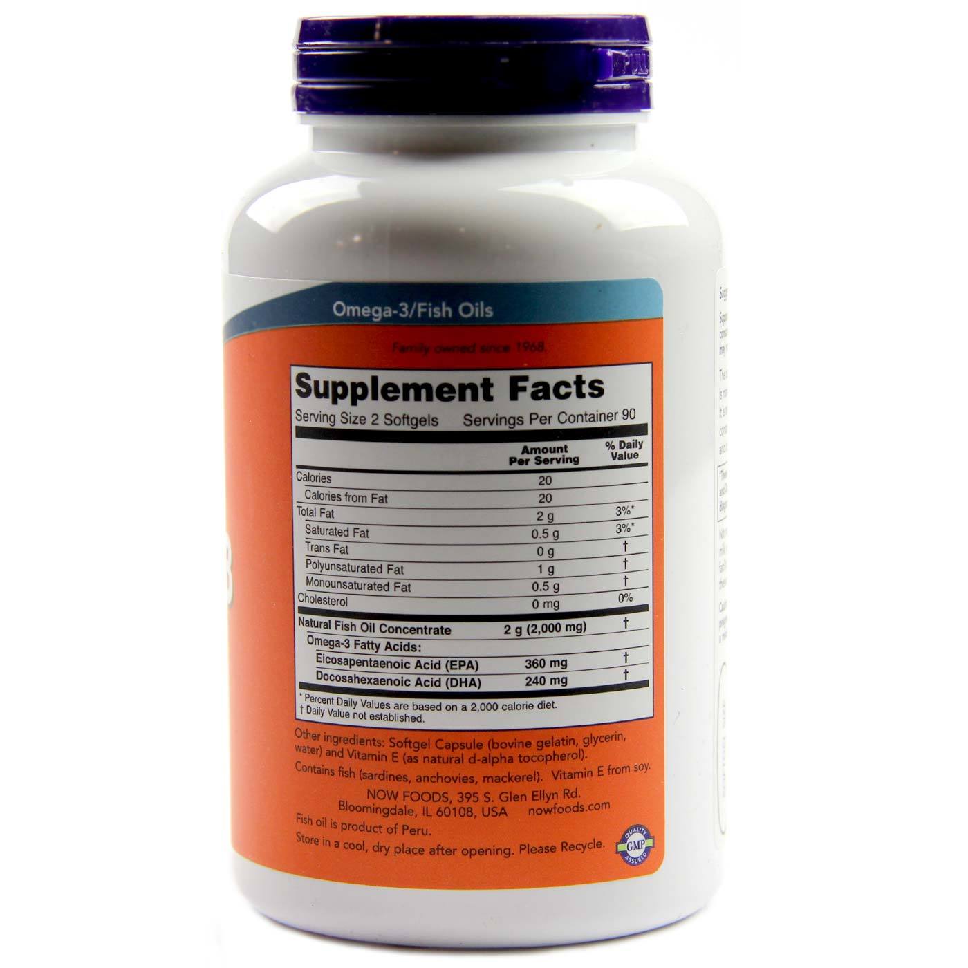Comprar Omega 3 180 EPA/ 120 DHA Sem Colesterol Now Foods 180 Cápsulas em Gel - Imagem 2
