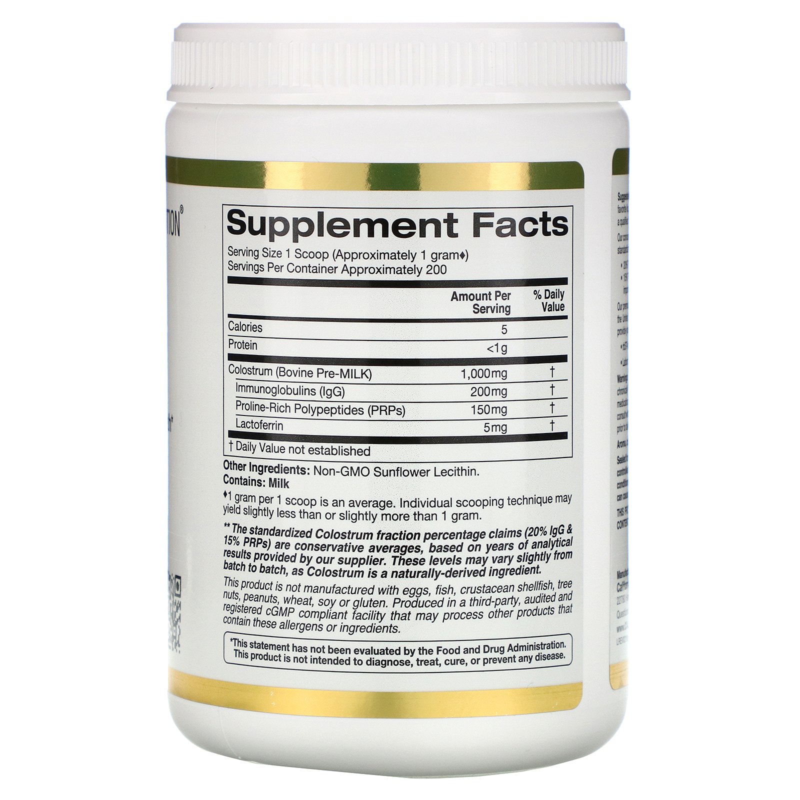 Comprar California Gold Nutrition, Colostro em Pó, Concentrado, 200 g (7,05 oz) - Imagem 2