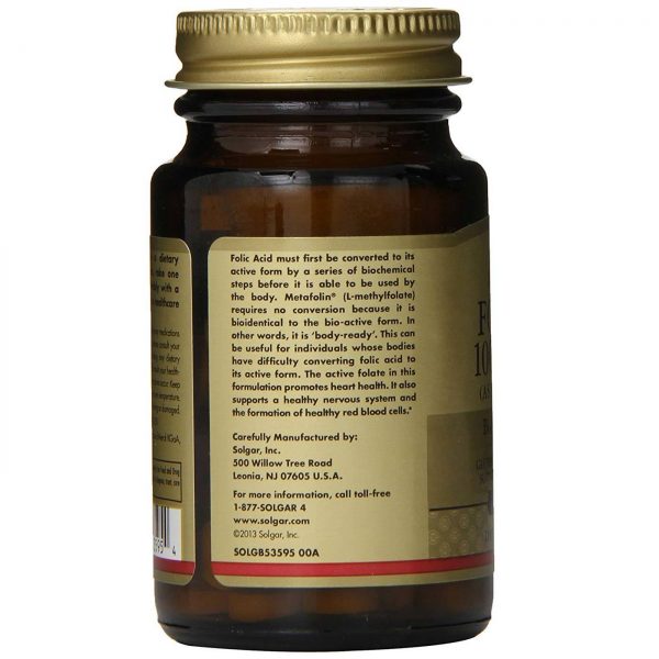 Comprar Solgar, Folato 1000 mcg como Metafolin - 60 Tabletes - Imagem 4