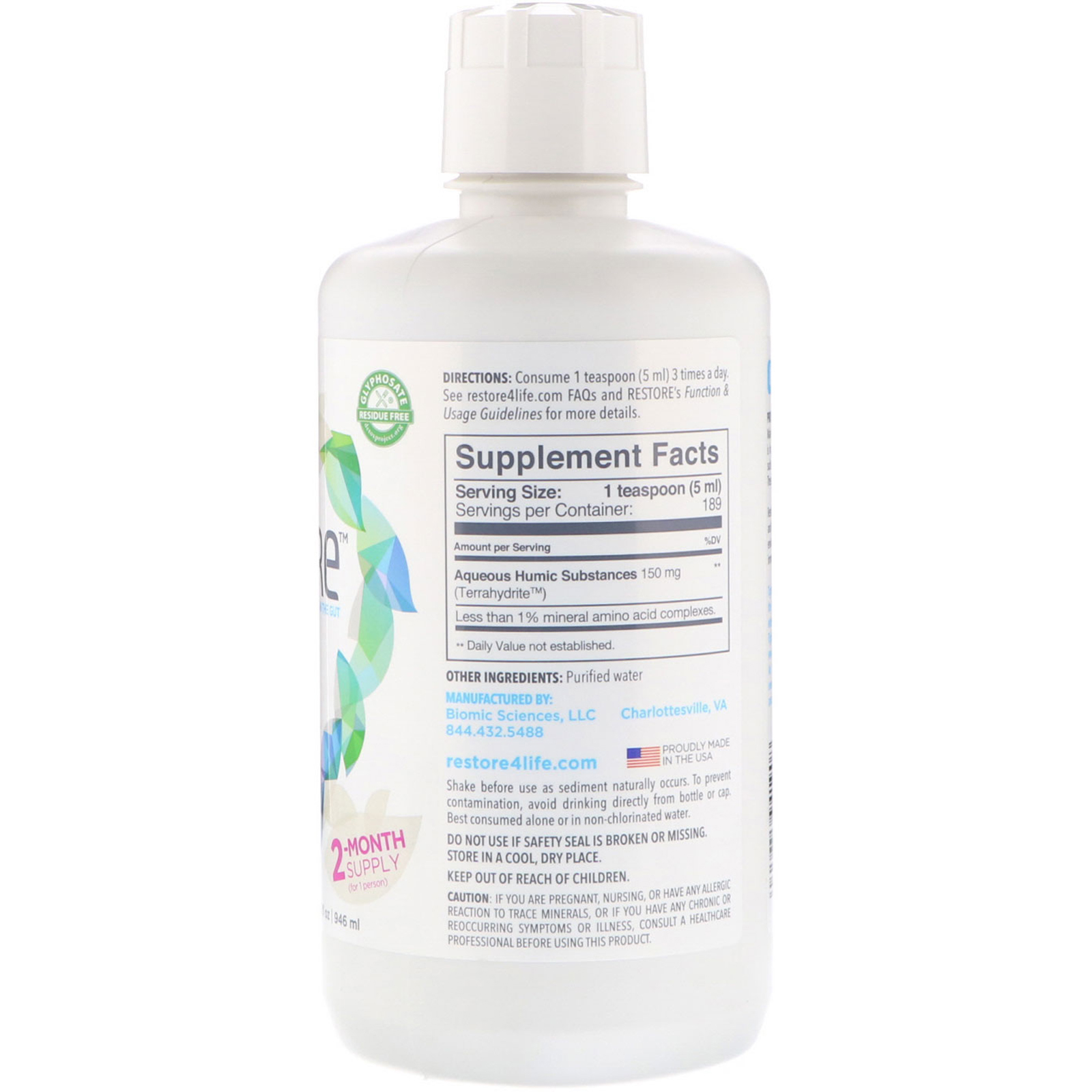Comprar Restore, Para Saúde Intestinal, Suplemento Mineral, 946 ml (32 fl oz) - Imagem 2
