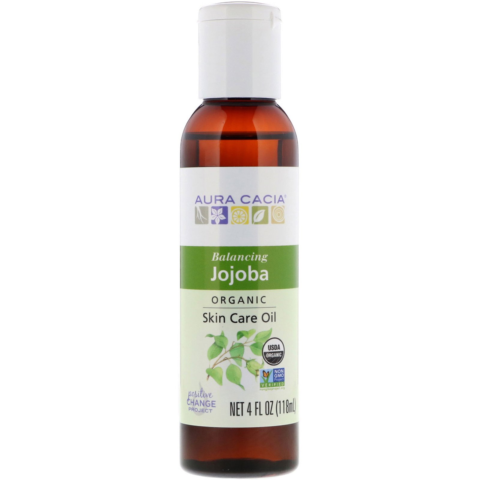 Comprar Aura Cacia, Orgânico, Óleo de Cuidados com a Pele, Jojoba para dar Equilibro, 4 fl oz (118 ml)
