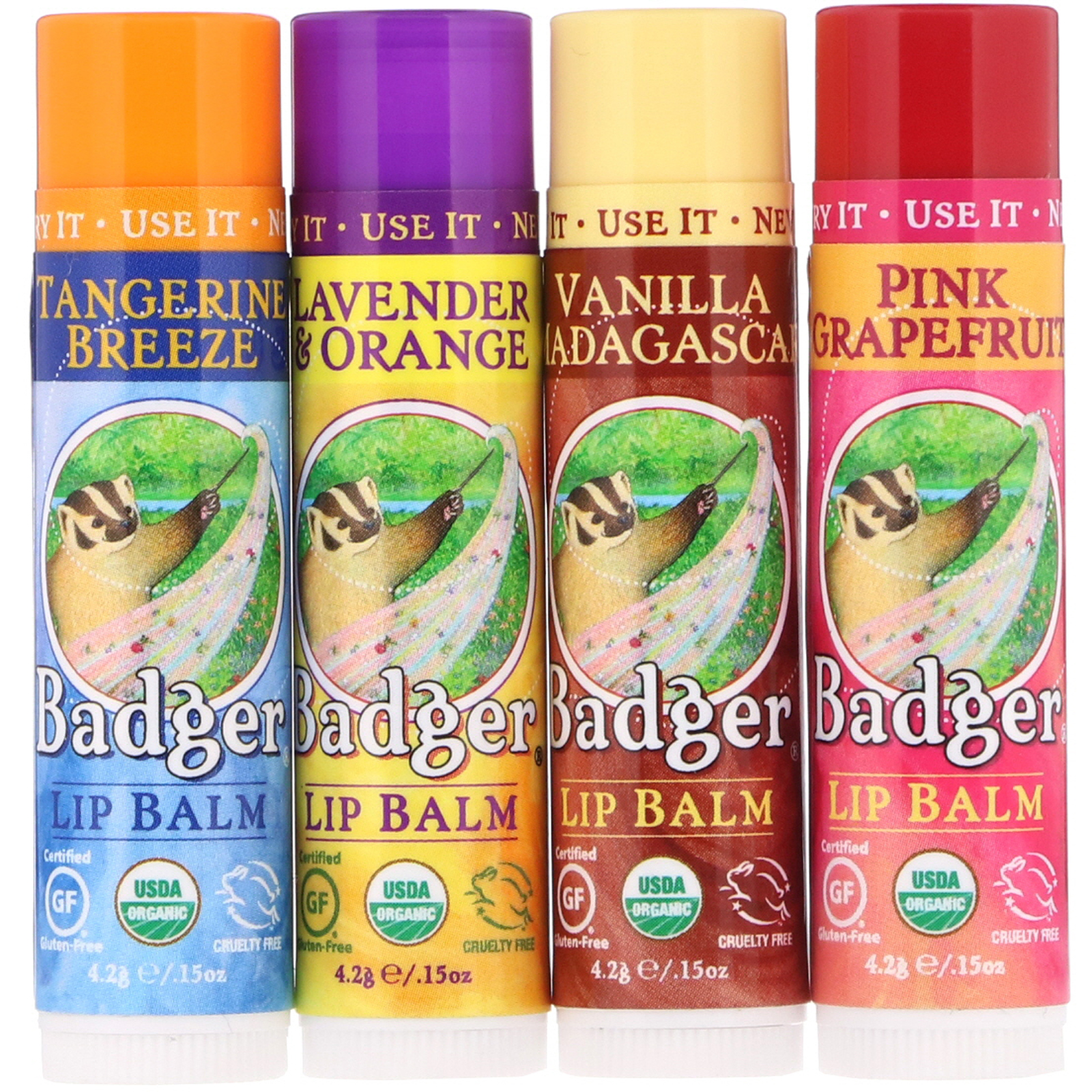 Comprar Badger Company, Organic Classic Lip Balm, Caixa Verde, 4 Bálsamos Labiais, 0,15 oz (4,2 g) Cada - Imagem 3
