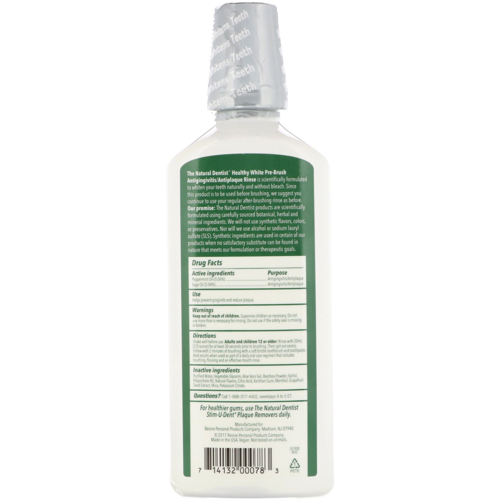 Comprar The Natural Dentist, Healthy White, Pre-Brush Antigingivitis/Antiplaque Rinse, Clean Mint, 16.9 fl oz (500 ml) - Imagem 2
