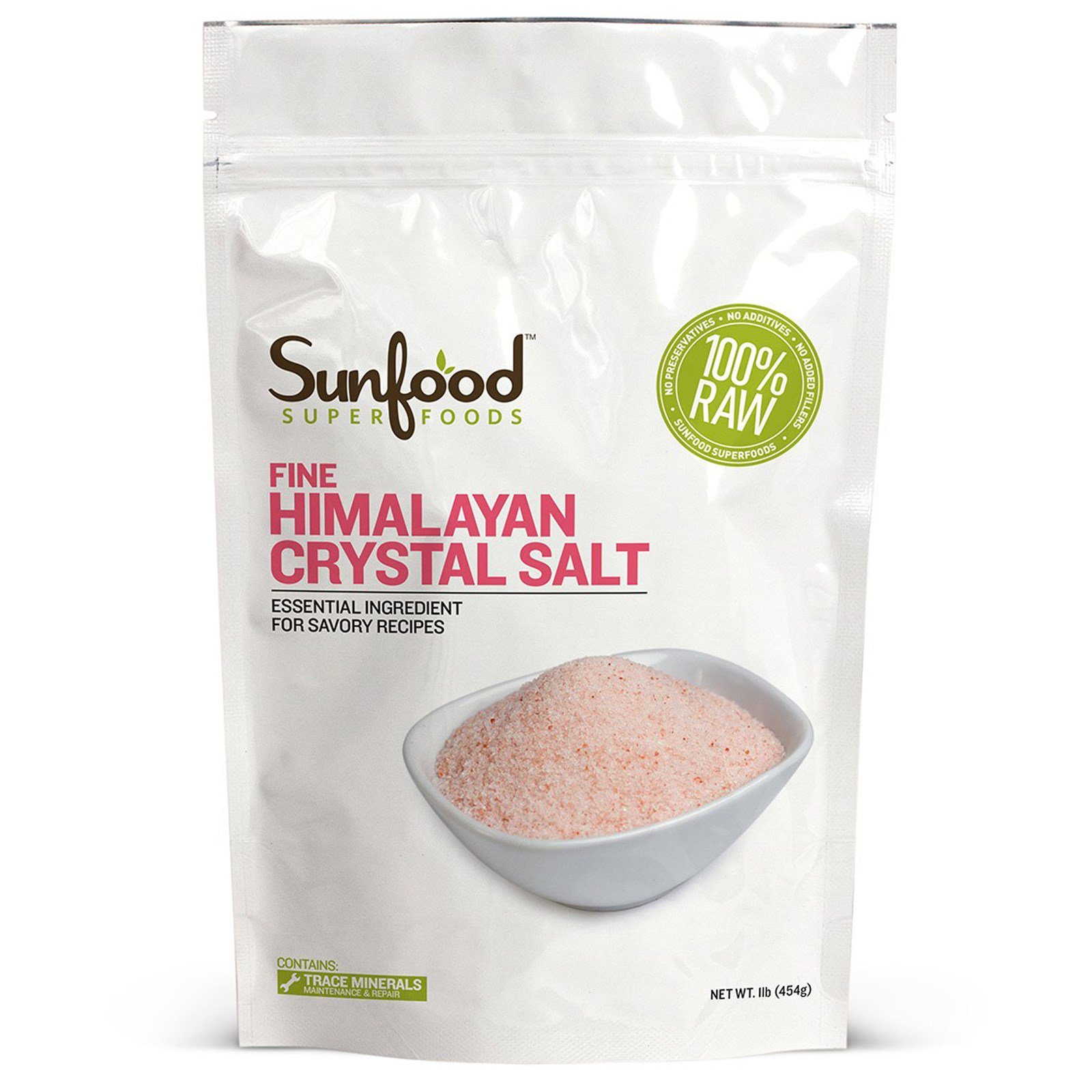 Comprar Sunfood, Sal Cristalino Fino do Himalaia, 454 g (1 lb)