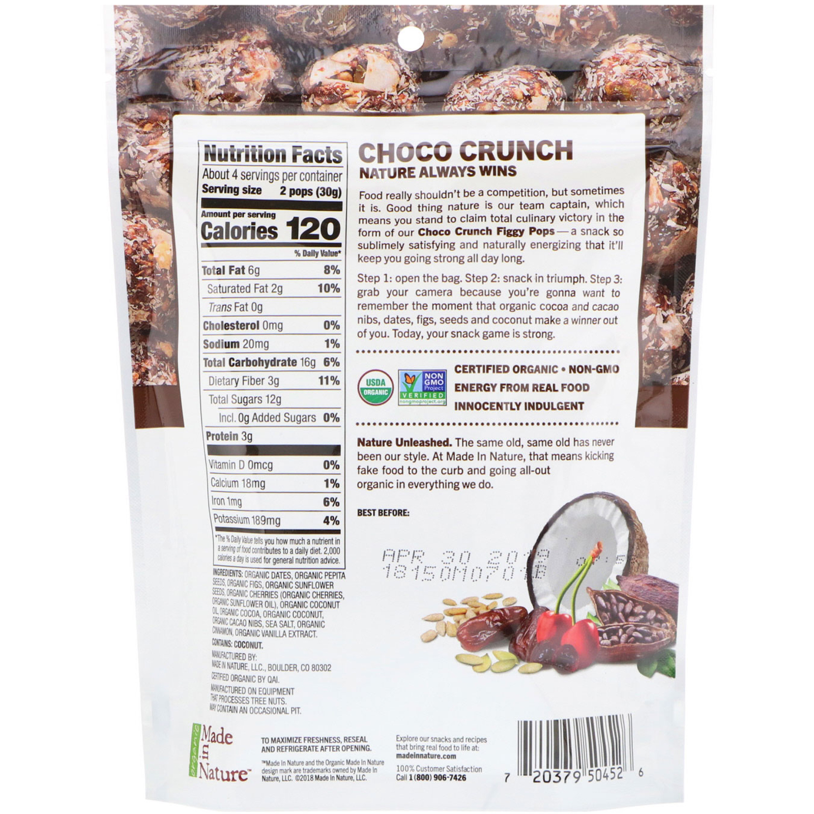 Comprar Made in Nature, Pops de Figo Orgânico, Amarena e Figo, Supersnacks 4,2 oz (119 g) - Imagem 2