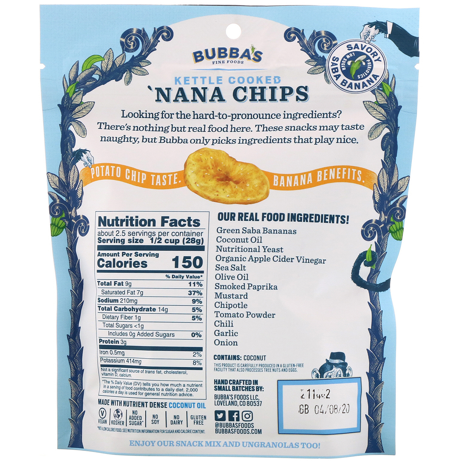Comprar Bubba's Fine Foods, 'Nana Chips, Macho Nacho, 2,7 oz (77 g) - Imagem 2