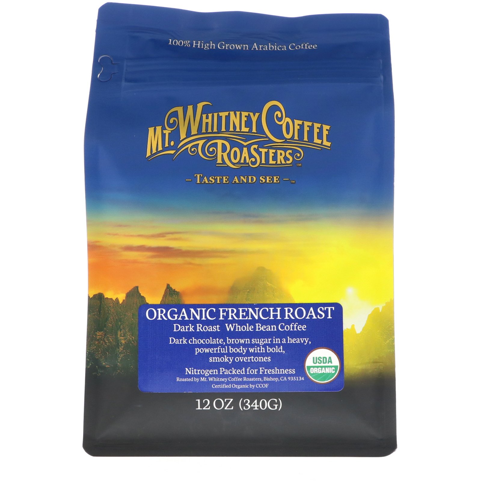Comprar Mt. Whitney Coffee Roasters, Torra francesa orgânica, café em grãos, torra escura, 12 oz. (340 g)