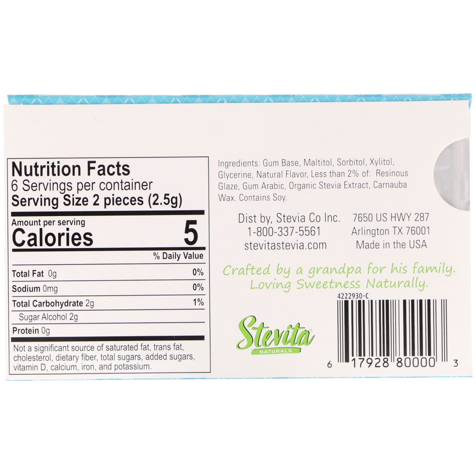 Comprar Stevita, SteviaDent, Sugar-Free Gum, Peppermint, 12 Pieces - Imagem 2