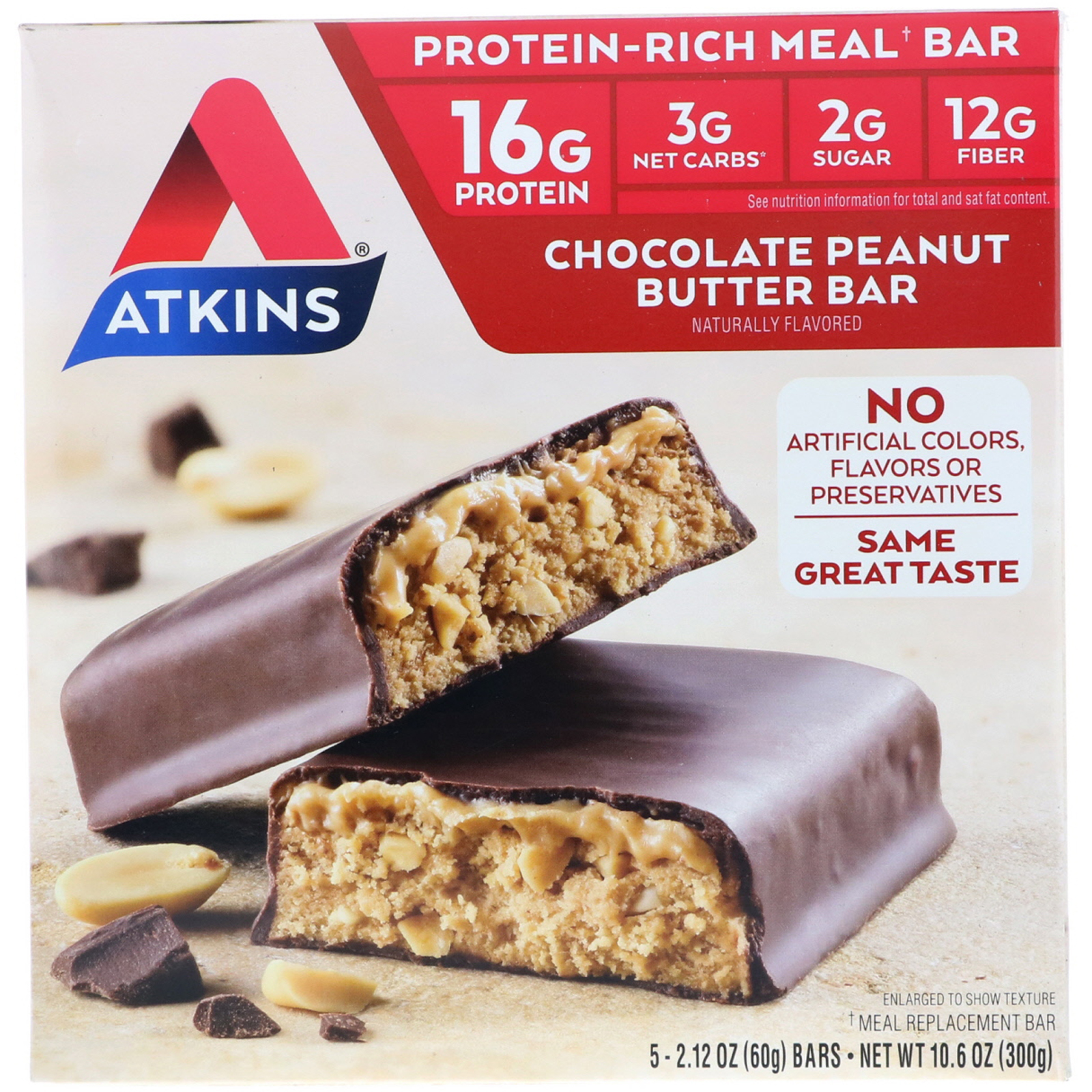 Comprar Atkins, Barra de Refeição, Barra de Chocolate com Manteiga de Amendoim, 5 Barras, 2,12 oz (60 g) Cada
