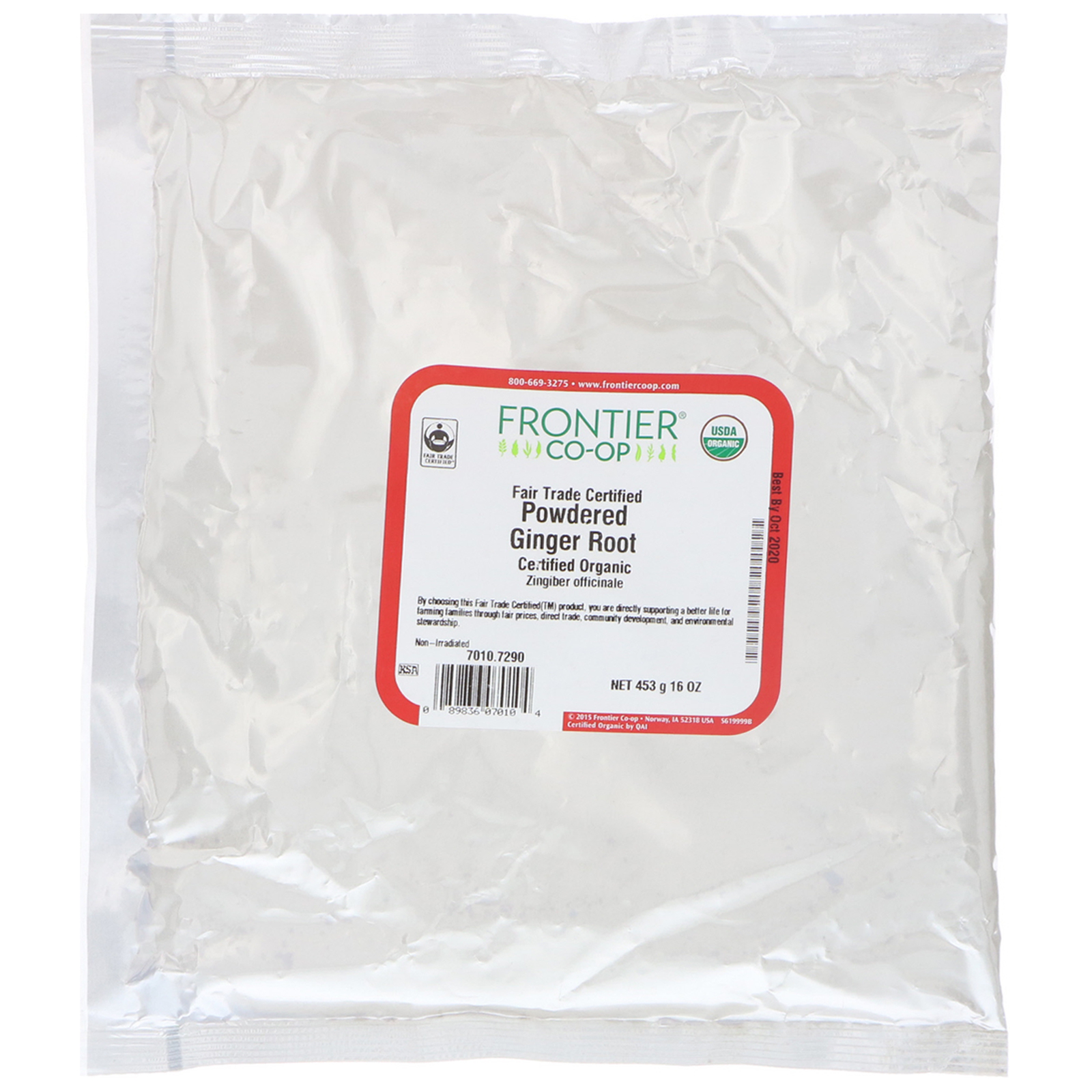 Comprar Frontier Natural Products, Raiz Orgânica de Gengibre em Pó, 16 oz (453 g) - Imagem 2