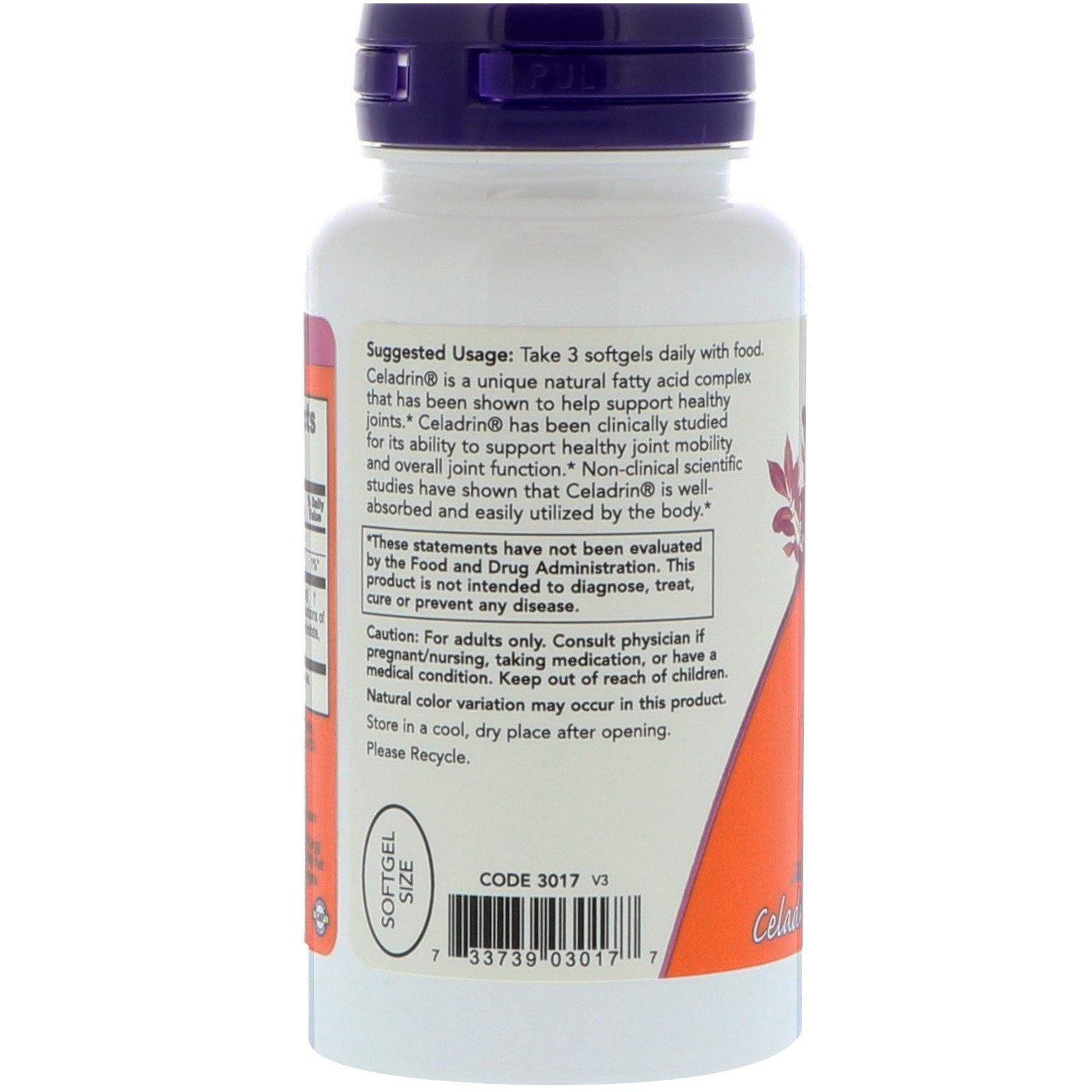 Comprar Now Foods, Celadrin, 350 mg, 90 Cápsulas Gelatinosas - Imagem 3